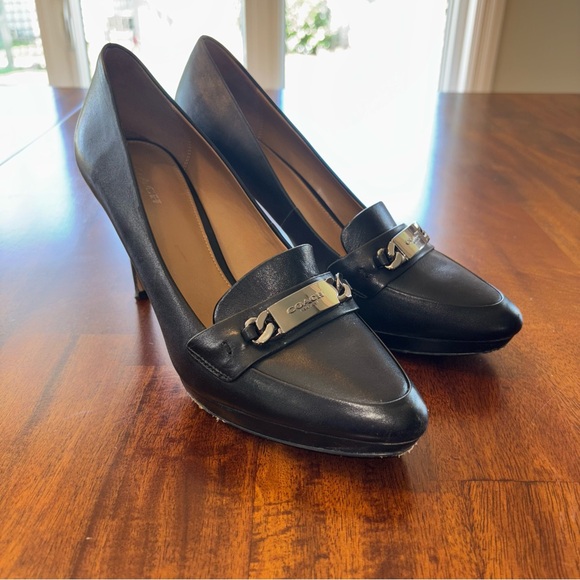 Coach Shoes - Coach Black Leather Women's Heels Sz 9